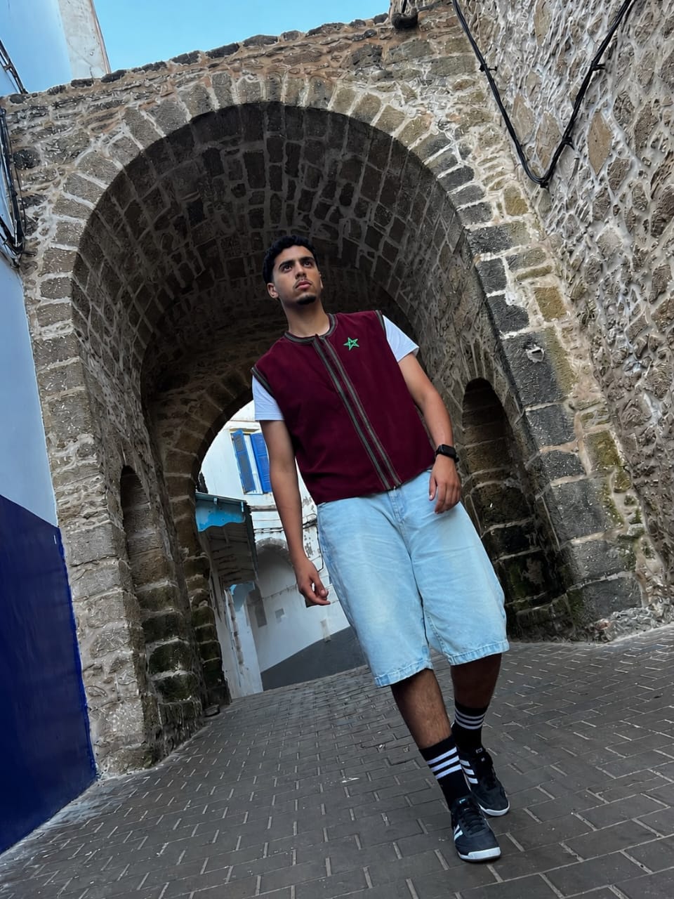 Haydar waistcoat worn in the medina of Essaouira